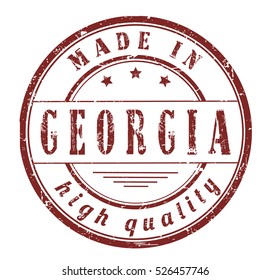 grunge rubber stamp with text "made in Georgia, high quality" on white, vector illustration