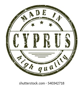 grunge rubber stamp with text "made in Cyprus, high quality" on white, vector illustration