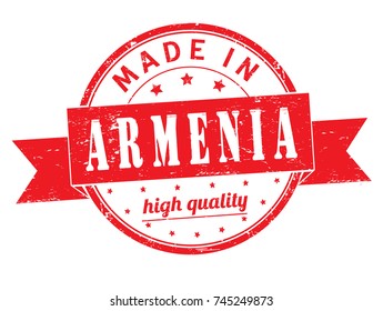 grunge rubber stamp with text "made in Armenia, high quality" on white, vector illustration