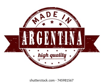 grunge rubber stamp with text "made in Argentina, high quality" on white, vector illustration