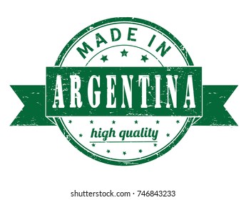 grunge rubber stamp with text "made in Argentina, high quality" on white, vector illustration
