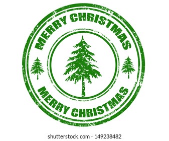 Grunge rubber stamp with text Merry Christmas,vector illustration