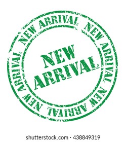 grunge rubber stamp with text "new arrival" on white, vector illustration