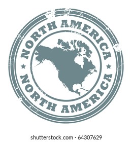 Grunge rubber stamp with the text North America written inside the stamp, vector illustration