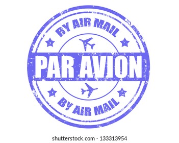 Grunge rubber stamp with text par avion inside ,vector illustration