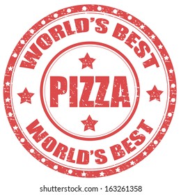 Grunge rubber stamp with text Pizza-World's Best,vector illustration