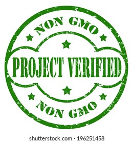 Grunge rubber stamp with text Project Verified-Non GMO,vector illustration