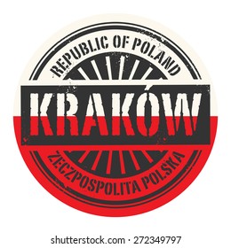 Grunge rubber stamp with the text Republic of Poland, Krakow, vector illustration