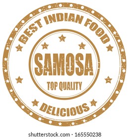 Grunge rubber stamp with text Samosa-Best Indian Food,vector illustration
