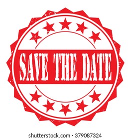 grunge rubber stamp with text "save the date" on white, vector illustration