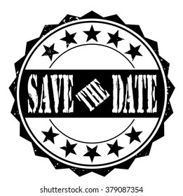 grunge rubber stamp with text "save the date" on white, vector illustration