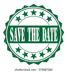 grunge rubber stamp with text "save the date" on white, vector illustration
