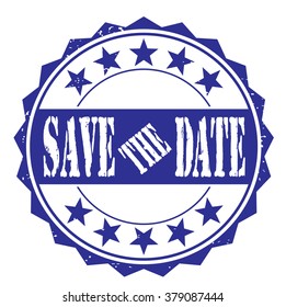 grunge rubber stamp with text "save the date" on white, vector illustration