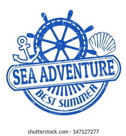 Grunge rubber stamp with the text Sea Adventure written inside, vector illustration