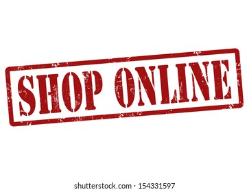 Grunge rubber stamp with the text Shop Online written inside, vector illustration