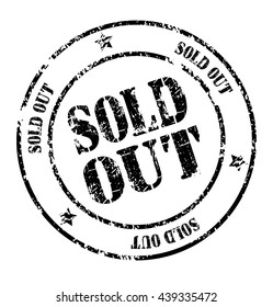 grunge rubber stamp with text "sold out" on white, vector illustration
