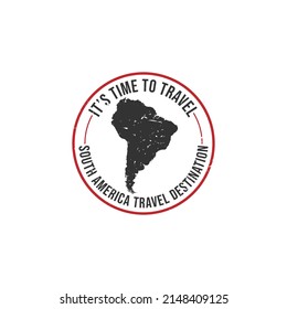 Grunge Rubber Stamp With The Text South America Travel Destination Written Inside The Stamp. Time To Travel. Asia Travel Destination Grunge Rubber Stamp Vector