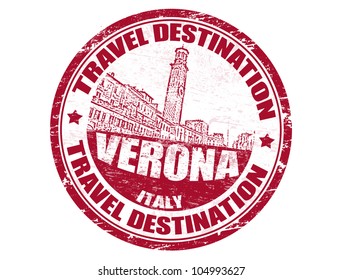 Grunge rubber stamp with the text travel destinations Verona inside, vector illustration