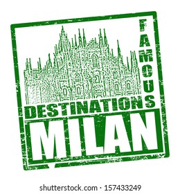 Grunge rubber stamp with the text travel destinations Milan inside, vector illustration