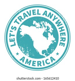 Grunge rubber stamp with the text Travel North America written inside the stamp, vector illustration