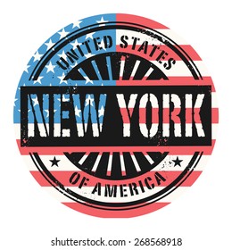 Grunge rubber stamp with the text United States of America, New York, vector illustration