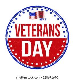 Grunge rubber stamp with the text Veterans Day written inside, vector illustration