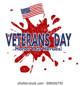 Grunge rubber stamp with the text Veterans Day written inside, vector illustration