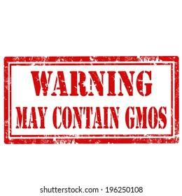 Grunge Rubber Stamp With Text Warning May Contain GMOS