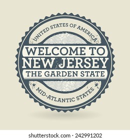 Grunge rubber stamp with text Welcome to New Jersey, USA, vector illustration