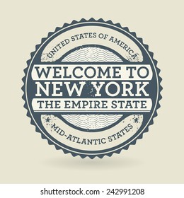 Grunge rubber stamp with text Welcome to New York, USA, vector illustration