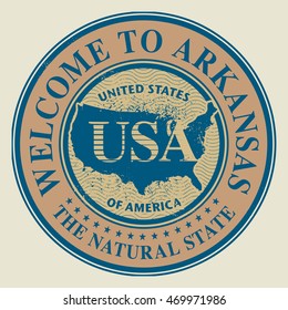 Grunge rubber stamp with text Welcome to Arkansas, vector illustration