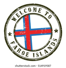 grunge rubber stamp with text "welcome to Faroe Islands" on white, vector illustration