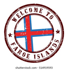 grunge rubber stamp with text "welcome to Faroe Islands" on white, vector illustration