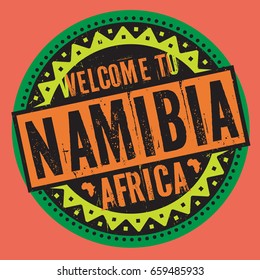 Grunge rubber stamp with the text Welcome to Namibia, Africa written inside the stamp