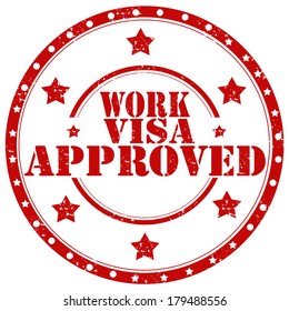 Grunge rubber stamp with text Work Visa Approved,vector illustration