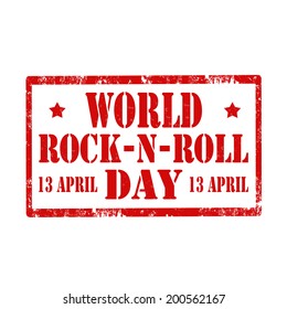 Grunge rubber stamp with text World Rock-N-Roll Day,vector illustration