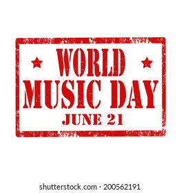 Grunge rubber stamp with text World Music Day,vector illustration