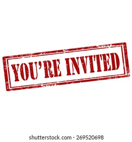 Grunge rubber stamp with text You're Invited,vector illustration