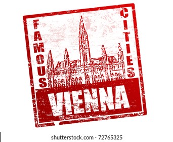 Grunge rubber stamp with town hall and the word Vienna  inside, vector illustration