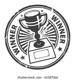 Grunge rubber stamp with winner cup and the word winner written inside, vector illustration