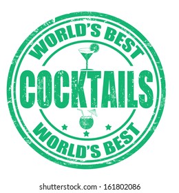 Grunge rubber stamp with the word Cocktails written inside the stamp