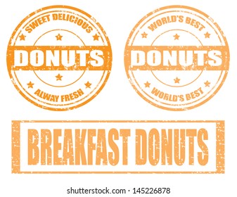 Grunge rubber stamp with word Donuts inside,vector illustration