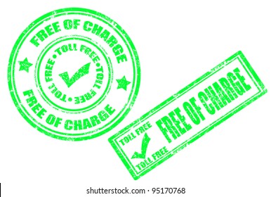 grunge rubber stamp with word free of charge and toll free inside,vector illustration