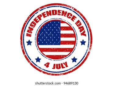 Grunge rubber stamp with word Independence day ,4 July and US flag inside,vector illustration