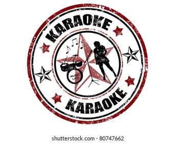 Grunge rubber stamp with word karaoke inside,vector illustration