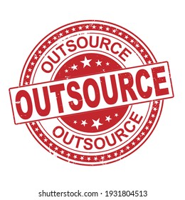 Grunge rubber stamp with word Outsource,vector illustration