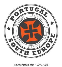 Grunge rubber stamp with word Portugal, South Europe inside, vector illustration