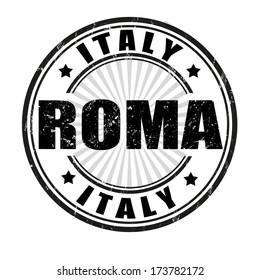 Grunge rubber stamp with word Roma, Italy vector illustration