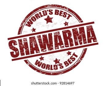 Grunge rubber stamp with the word shawarma written inside the stamp