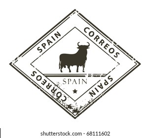 Grunge rubber stamp with word Spain, Correos inside, vector illustration